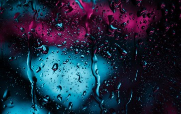 Rain, Glass, Neon Wallpaper