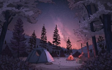 Chillhop Music, Camp, Campfire, Forest Wallpaper