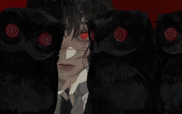 Chainsaw Man, Red Background, Stare, Red Eyes, Looking at Viewer Wallpaper