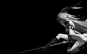 Selective Coloring, Dark Background, Black Background, Simple Background, Anime Girls Wallpaper