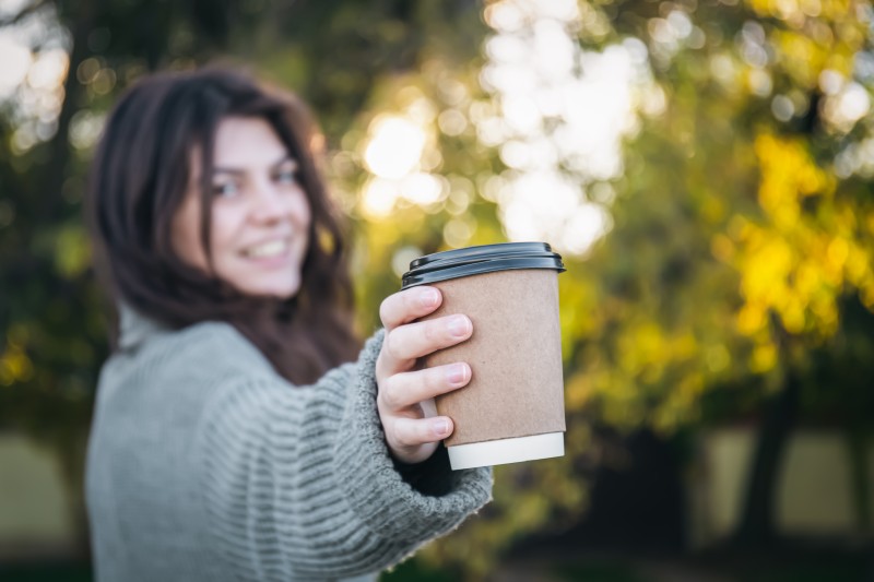 Women, Outdoors, Coffee, Cup, Sweater Wallpaper
