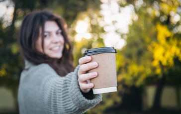 Women, Outdoors, Coffee, Cup, Sweater Wallpaper
