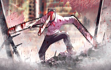 Chainsaw Man, Denji (Chainsaw Man), Chainsaws, Blood, Blood Covered Body Wallpaper