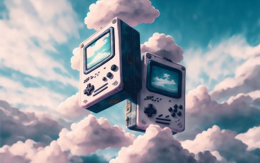 AI Art, GameBoy, Clouds, Sky Wallpaper