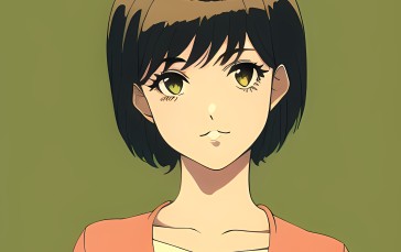 Anime Girls, Novel Ai, Face, Portrait, Green Background Wallpaper