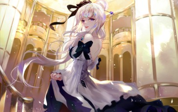 Anime, Anime Girls, Dress, White Hair, Low-angle Wallpaper