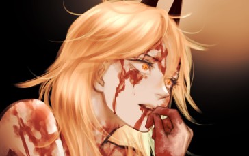Blood Covered Body, Blonde, Messy Hair, Looking Away, Power (Chainsaw Man) Wallpaper
