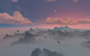 Genshin Impact, Anime Sky, Clouds, Sunset Wallpaper