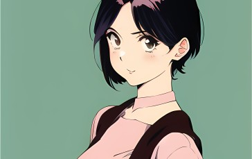 Anime Girls, Novel Ai, Simple Background, Minimalism Wallpaper