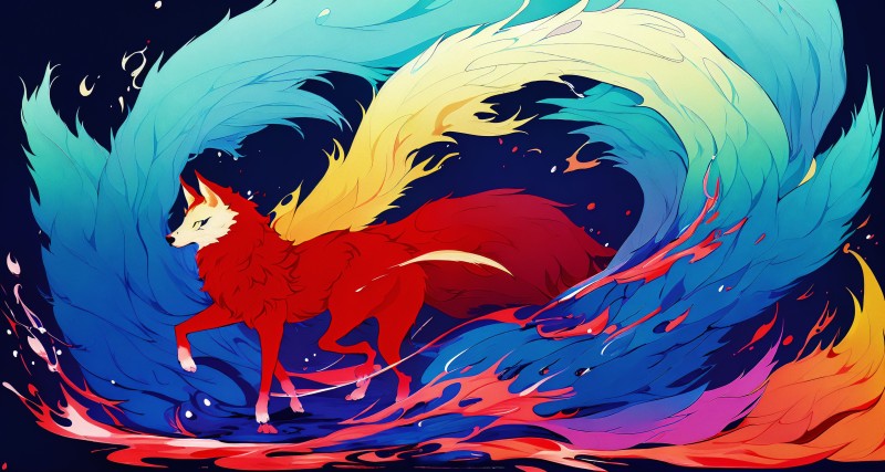 AI Art, Stable Diffusion, Colorful, Fox Wallpaper