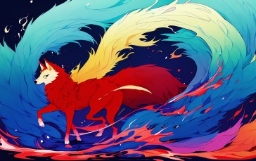 AI Art, Stable Diffusion, Colorful, Fox Wallpaper