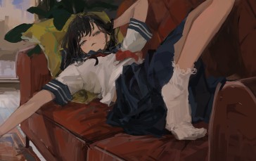 Anime Girls, XilmO, Schoolgirl, School Uniform Wallpaper