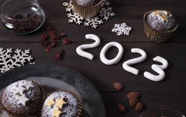 Muffins, New Year, Christmas, 2023 (year), Holiday Wallpaper