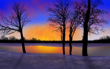 Digital Painting, Digital Art, Nature, Landscape, Twilight, Trees Wallpaper