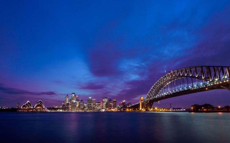Sydney, Australia, Sydney Opera House, Bridge, Night Wallpaper