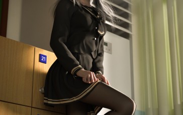 Schoolgirl, School Uniform, Pantyhose, Women Wallpaper