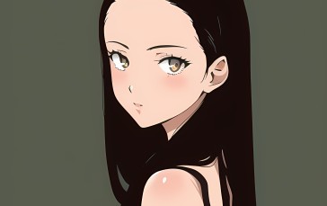 Novel Ai, Anime Girls, Simple Background, Black Hair Wallpaper