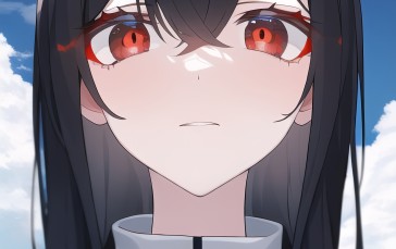 Red Eyes, Clouds, Novel Ai, Red Eyeshadow Wallpaper