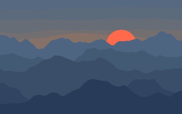 Minimalism, Code, Mountains, Simple Background, Waves, Sunset Wallpaper