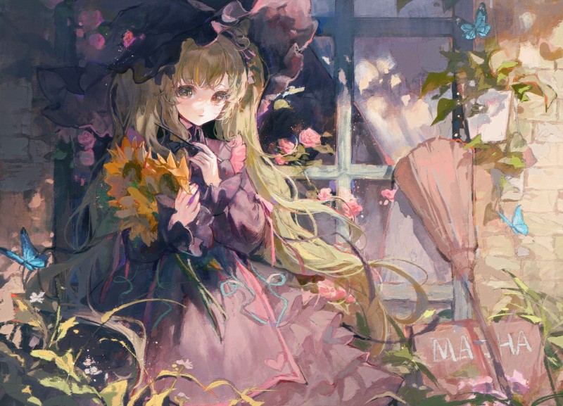 Twintails, Lolita Fashion, Cute Anime Girl, Sunflowers Wallpaper