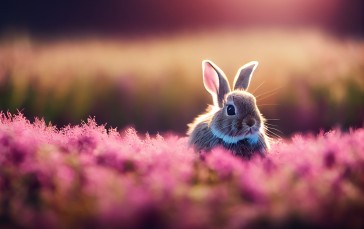 AI Art, Rabbits, Flowers, Animals Wallpaper