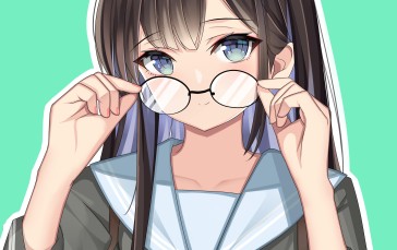Megane Anime Girl, Cute, Blushes, Anime Wallpaper