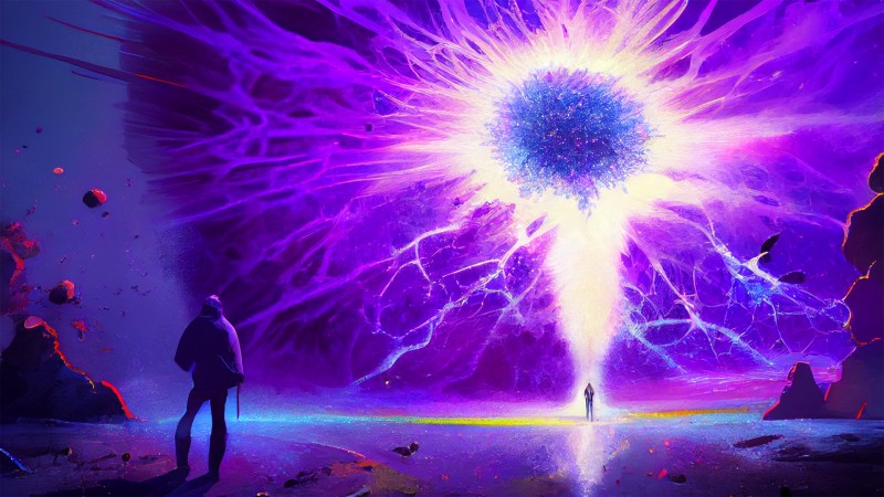 AI Art, Explosion, Lightning, Electricity Wallpaper