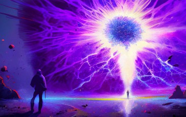 AI Art, Explosion, Lightning, Electricity Wallpaper