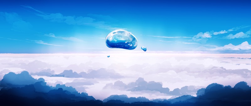 Artwork, Water Drops, Clouds Wallpaper