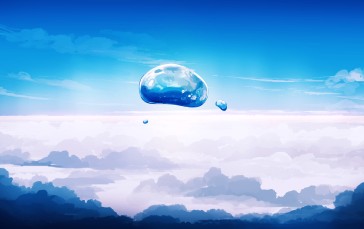Artwork, Water Drops, Clouds Wallpaper