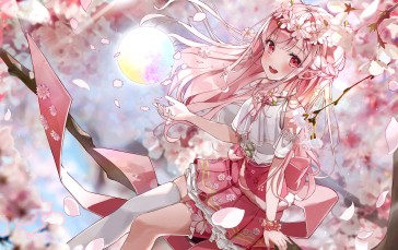 Anime, Anime Girls, Pink Hair, Red Eyes Wallpaper