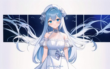Anime Girls, Anime, AI Art, Flower in Hair, Dress Wallpaper
