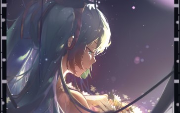 Hatsune Miku, Sadness, Profile View, Vocaloid, Long Hair, Anime Wallpaper