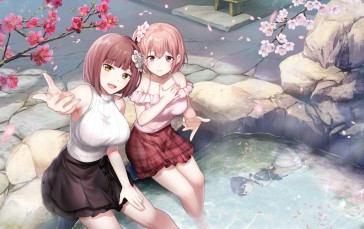 Anime, Anime Girls, Hot Spring, Water Wallpaper