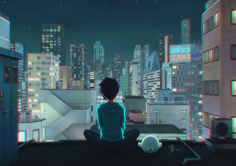 Umi, Rooftops, Anime, Cityscape, Anime Girls Wallpaper