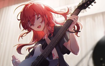Anime, Anime Girls, Guitar, Musical Instrument, Closed Eyes Wallpaper