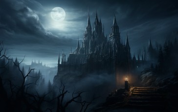 AI Art, Halloween, Spooky, Landscape Wallpaper