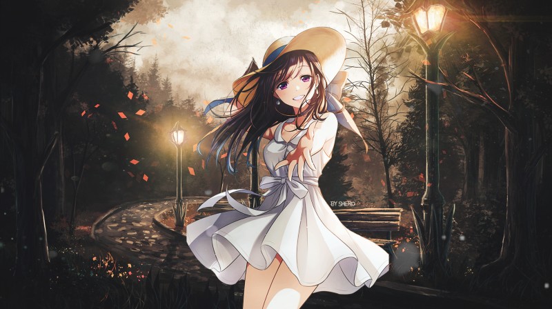 Anime, Anime Girls, Landscape, Dress, Hat Wallpaper