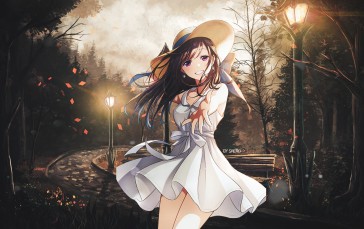 Anime, Anime Girls, Landscape, Dress, Hat Wallpaper