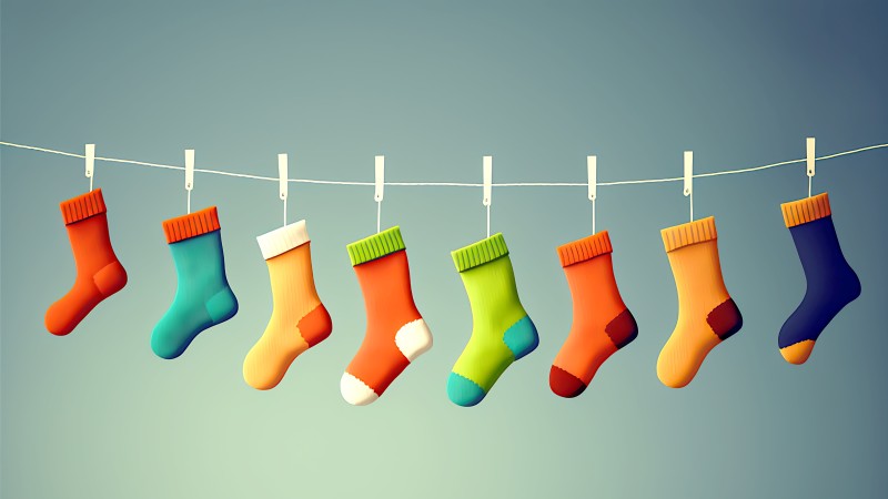 Minimalism, AI Art, Simple Background, Socks, Christmas Wallpaper
