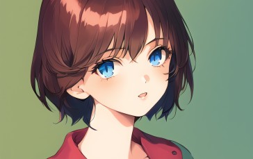 Novel Ai, Anime Girls, AI Art, Brunette, Blue Eyes Wallpaper