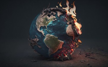 AI Art, Illustration, Earth, Burning, Fire Wallpaper