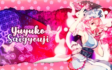 Saigyouji Yuyuko, Touhou, Butterfly, Shapes Wallpaper