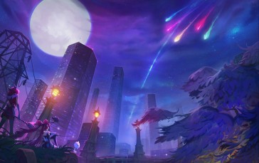 League of Legends, Video Game Characters, City, Moon Wallpaper