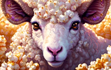 Sheep, Lamb, Popcorn, Caramel Wallpaper