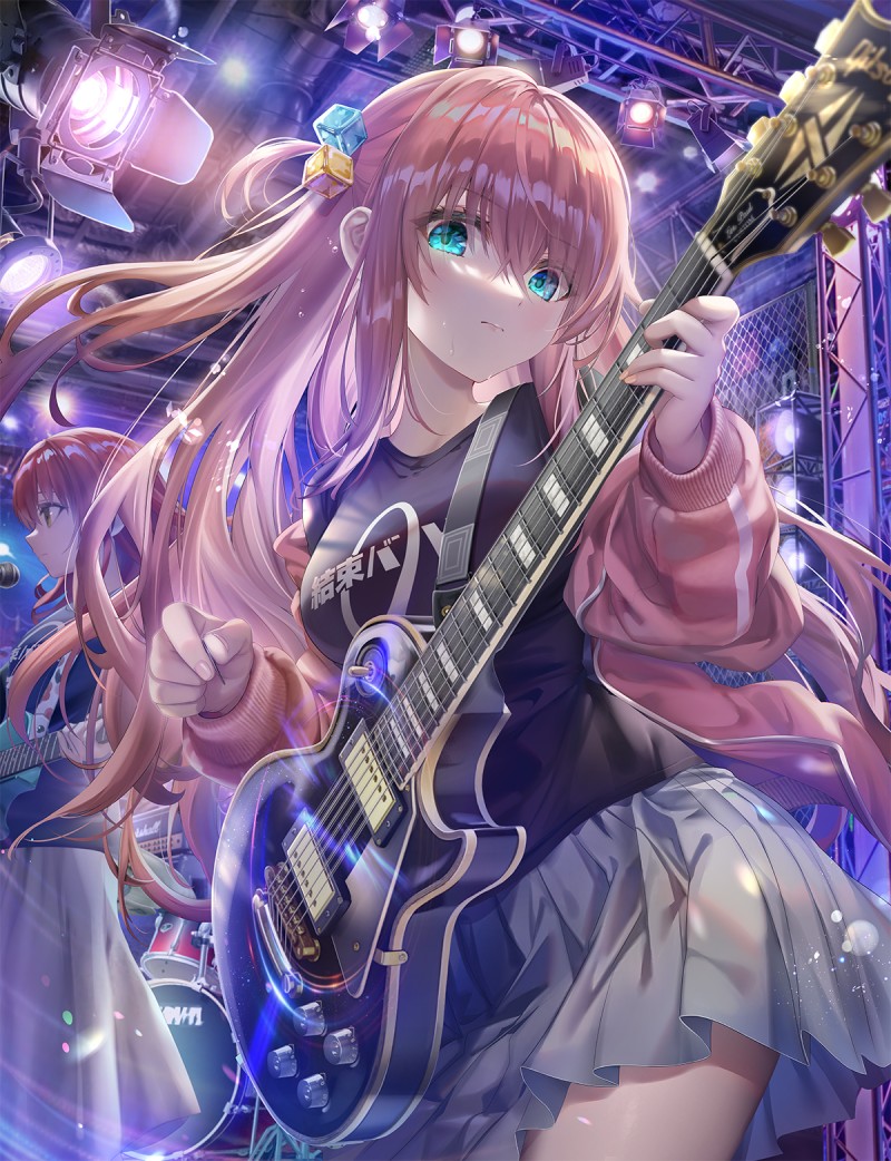 BOCCHI THE ROCK!, Anime Girls, Guitar, Pink Hair Wallpaper