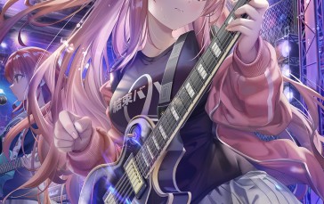 BOCCHI THE ROCK!, Anime Girls, Guitar, Pink Hair Wallpaper