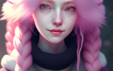 Pink Hair, AI Art, Digital Art, Stable Diffusion, Women Wallpaper