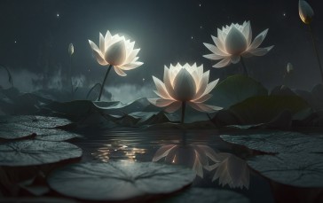 AI Art, Lotus, Water Lilies, Water Wallpaper