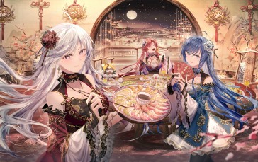 Anime, Anime Girls, Food, Women Trio, Group of Women Wallpaper